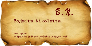 Bojsits Nikoletta névjegykártya